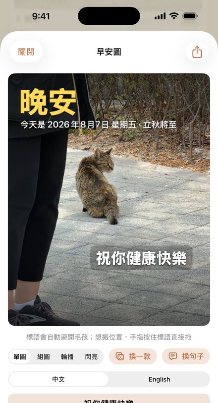 這隻：用毛孩照片做的每日早安圖